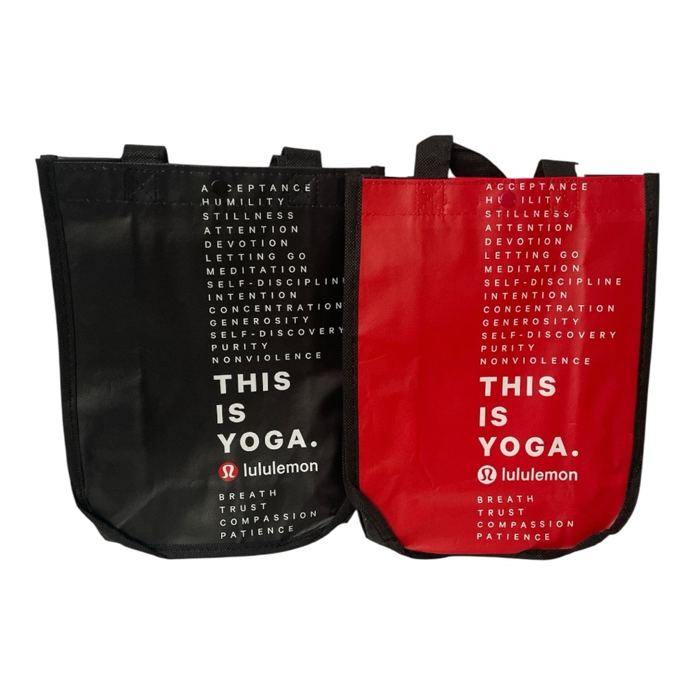 Lululemon Reusable Small This is Yoga Totes Red, Black Set of 2, New